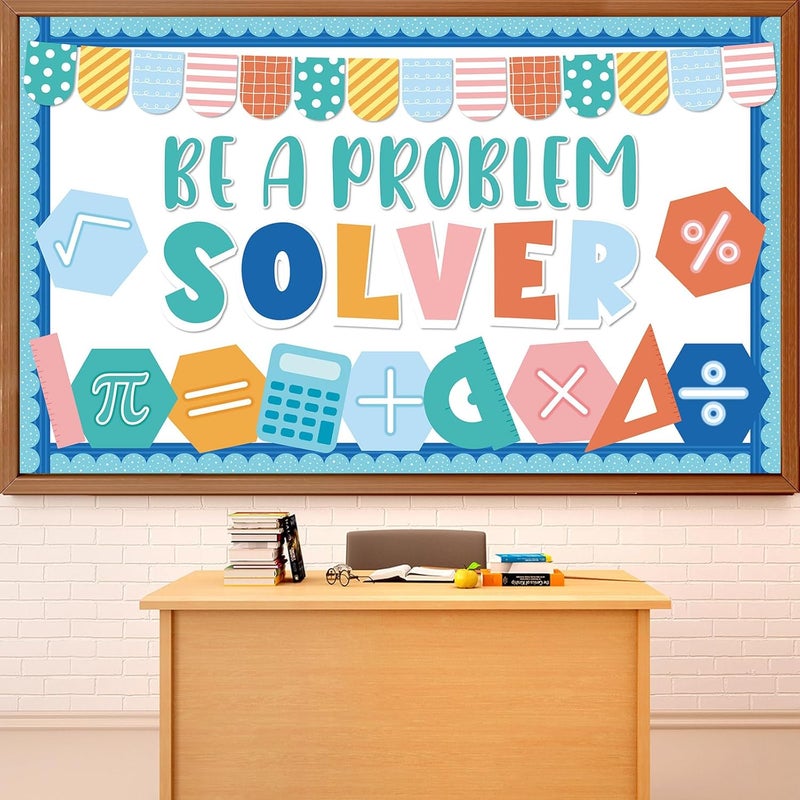 gisgfim Math Bulletin Board Decorations Be a Problem Solving Paper Cutouts Mathematics Symbol Math Signs Bulletin Board Set for Classroom Elementary Preschool Back to School Wall Door Decor Supplies - Image 1